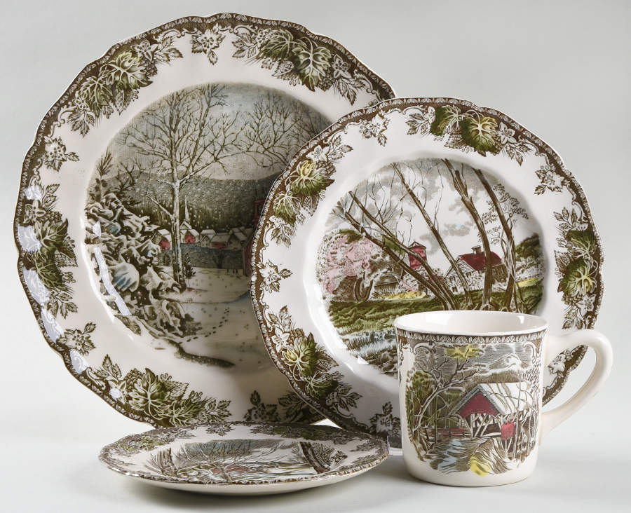 Friendly Village, The ("Made in England" Backstamp) 4 Piece Place Setting by Johnson Brothers-1