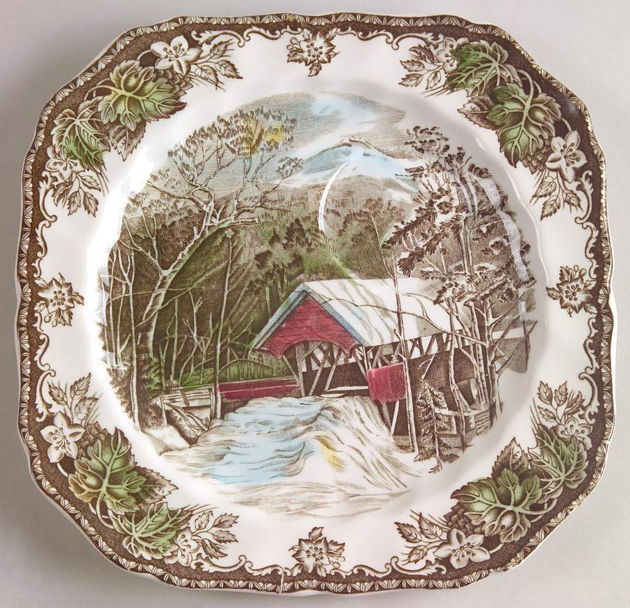 Friendly Village, The ("Made in England" Backstamp) Snack Plate for Snack Set That Uses the Flat Cup by Johnson Brothers-1
