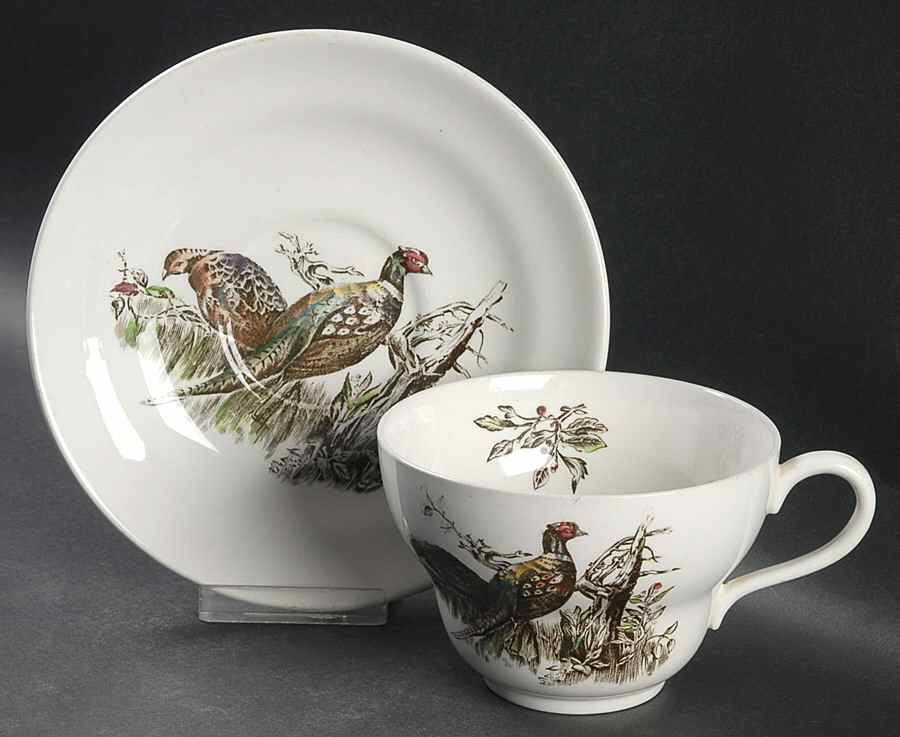 Game Birds White Oversized Cup & Saucer Set by Johnson Brothers-1