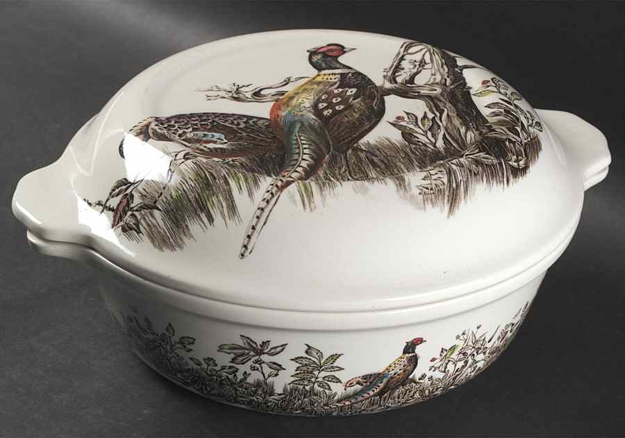 Game Birds White 2 Qt Round Covered Casserole by Johnson Brothers-1