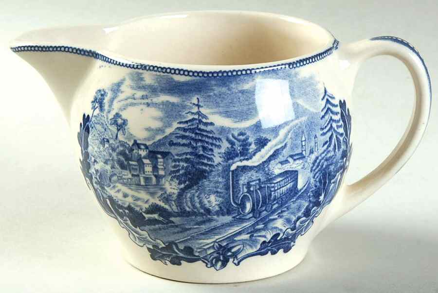 Historic America Blue Creamer by Johnson Brothers-1