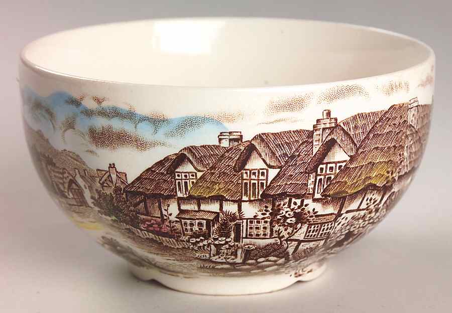 Olde English Countryside Brown Multicolor Open Sugar Bowl by Johnson Brothers-1