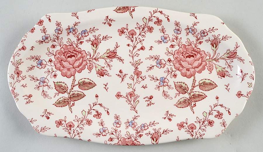 Rose Chintz Pink ("Made in England" Mark) Large Sandwich Tray by Johnson Brothers-1