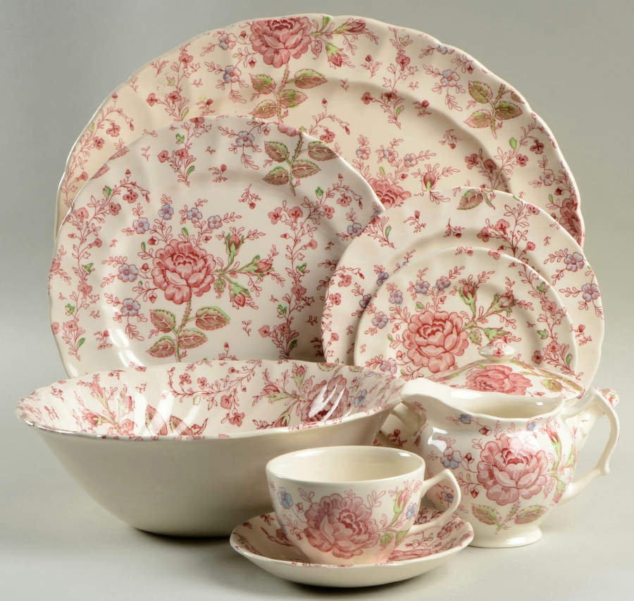 Rose Chintz Pink ("Made in England" Mark) 45 Piece Starter Set by Johnson Brothers-1