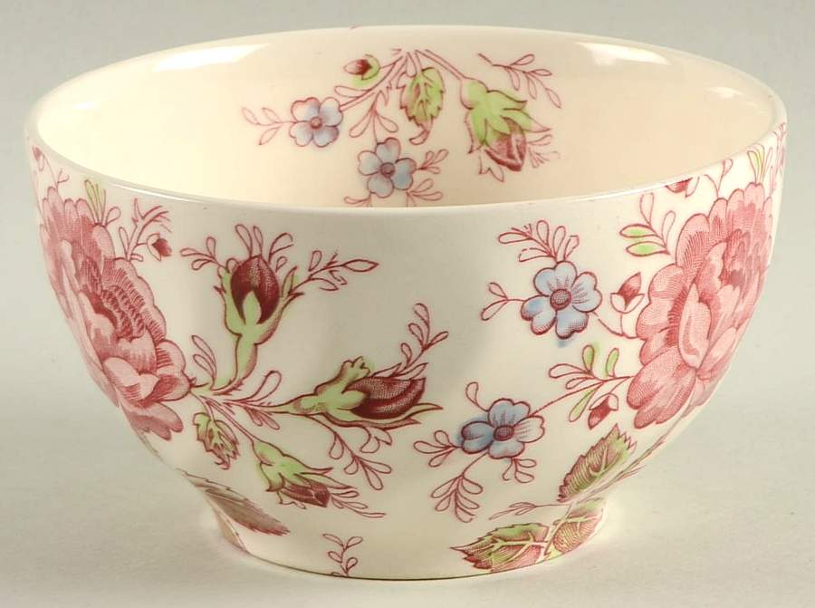 Rose Chintz Pink ("Made in England" Mark) Cranberry Bowl by Johnson Brothers-1