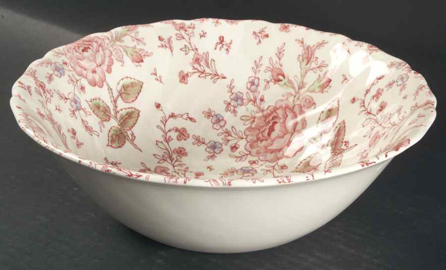 Rose Chintz Pink ("Made in England" Mark) 10" Large Salad Serving Bowl by Johnson Brothers-1