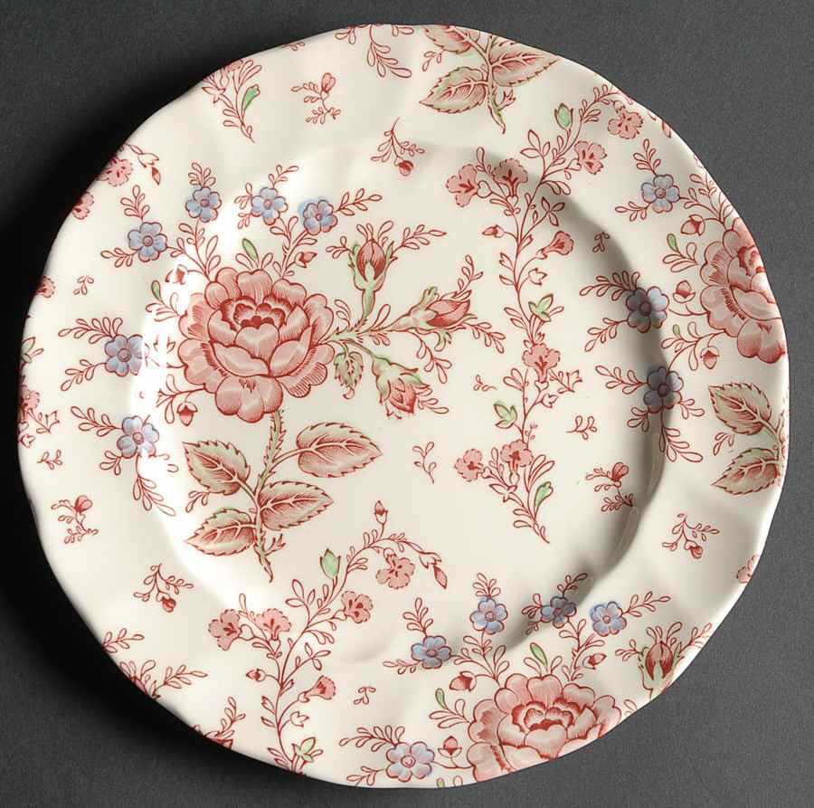 Rose Chintz Pink ("Made in England" Mark) Luncheon Plate by Johnson Brothers-1