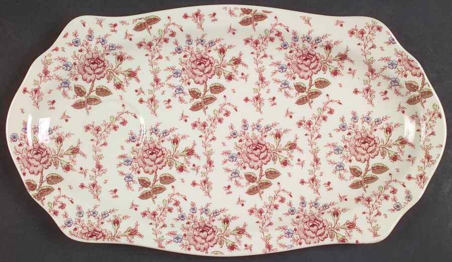 Rose Chintz Pink ("Made in England" Mark) Snack Plate by Johnson Brothers-1