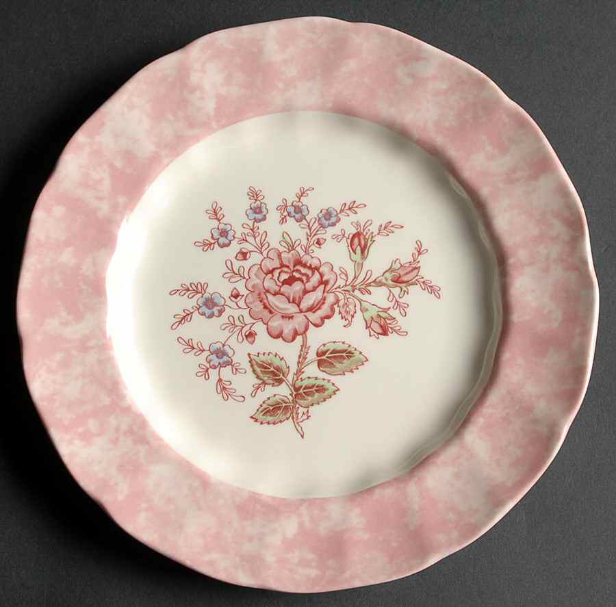 Rose Chintz Pink ("Made in England" Mark) Accent Salad Plate by Johnson Brothers-1