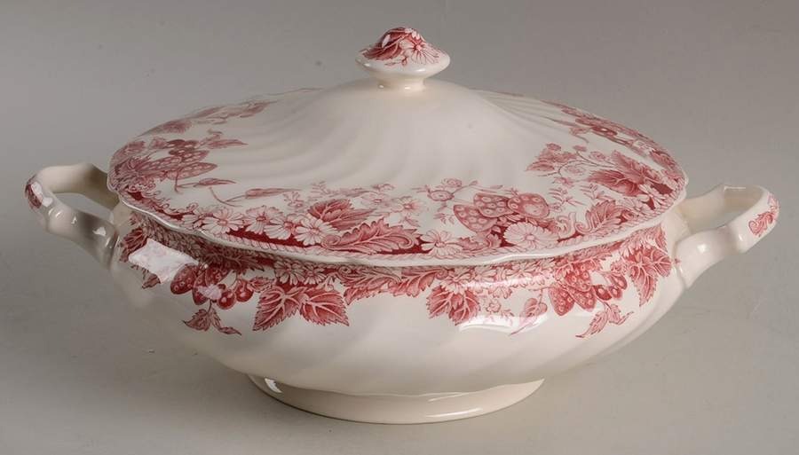 Strawberry Fair Pink Round Covered Vegetable by Johnson Brothers-1