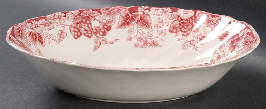 Strawberry Fair Pink 9" Oval Vegetable Bowl by Johnson Brothers-1