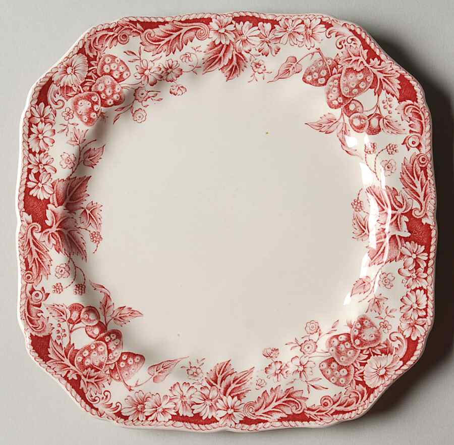 Strawberry Fair Pink Square Dessert Plate by Johnson Brothers-1