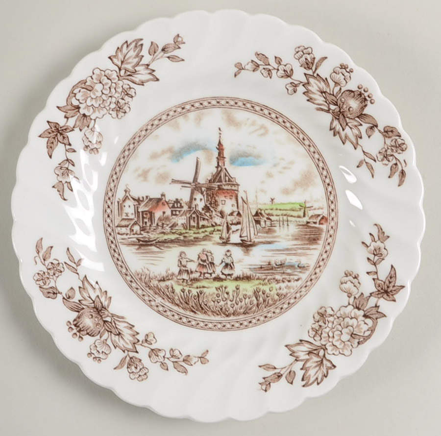 Tulip Time Brown Multicolor Bread & Butter Plate by Johnson Brothers-1