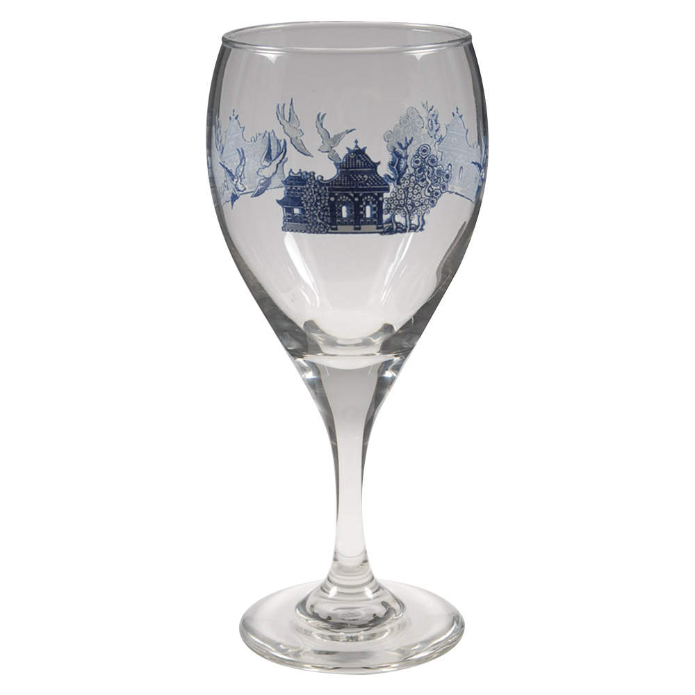 Willow Blue (Made in England, Earthenware, Newer) 12 Oz Glassware Goblet by Johnson Brothers-1