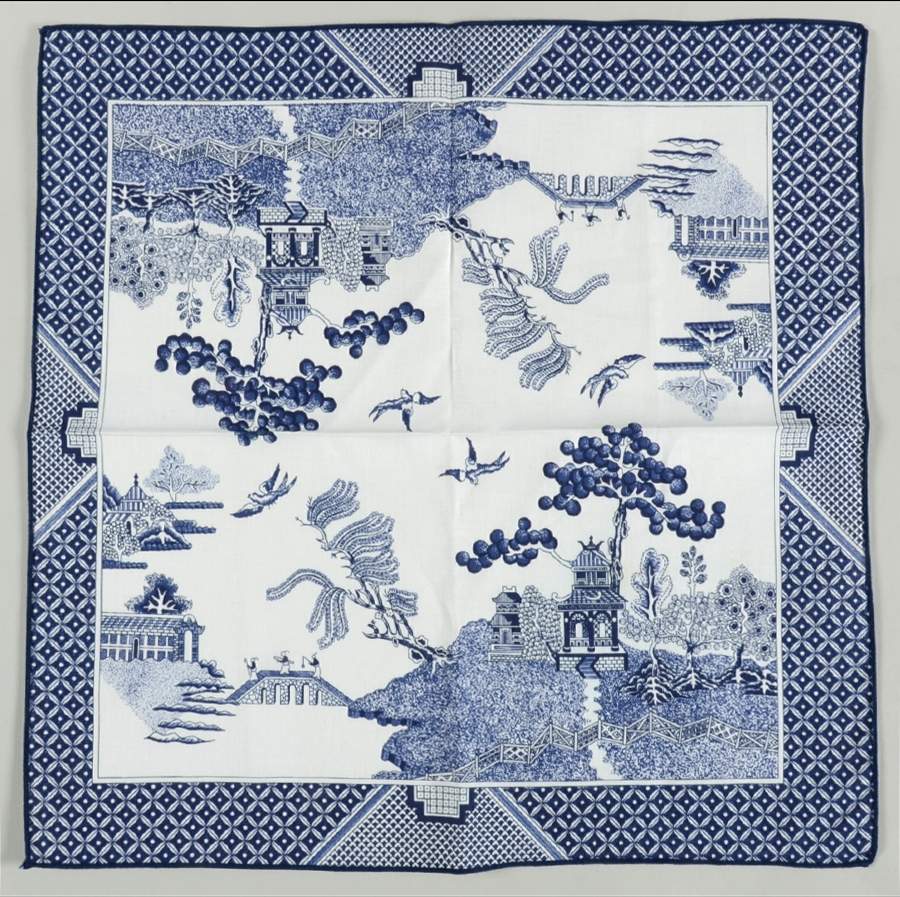 Willow Blue (Made in England, Earthenware, Newer) Cloth Napkin by Johnson Brothers-1