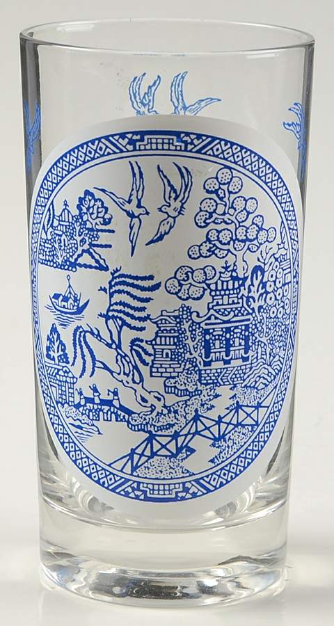 Willow Blue (Made in England, Earthenware, Newer) 8 Oz Glassware Tumbler by Johnson Brothers-1