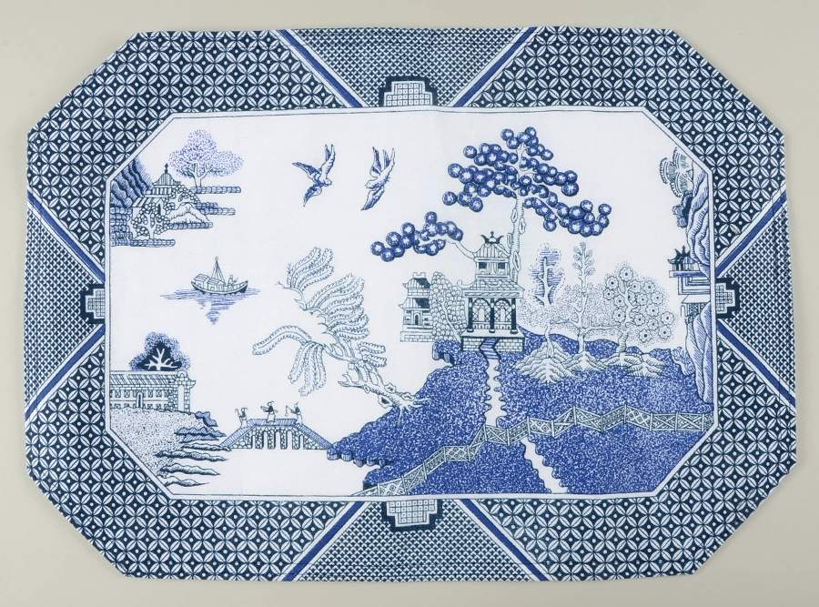 Willow Blue (Made in England, Earthenware, Newer) Cloth Placemat by Johnson Brothers-1