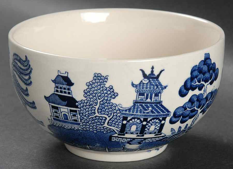 Willow Blue (Made in England, Earthenware, Newer) Open Rice/Sugar Bowl by Johnson Brothers-1