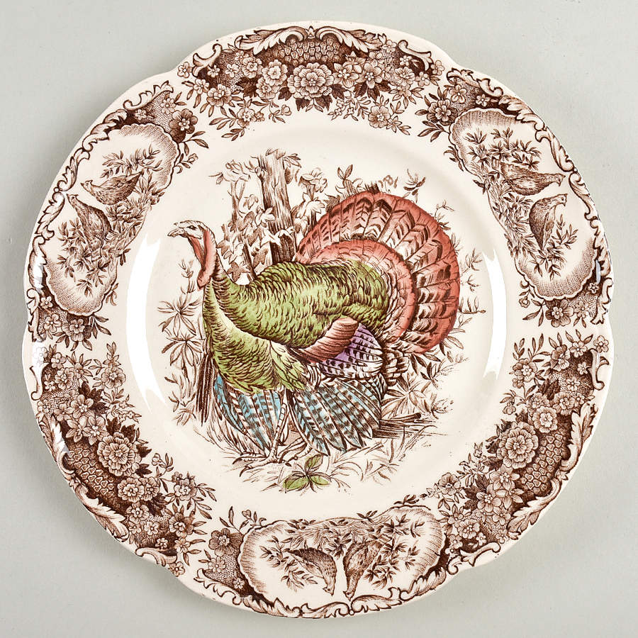 Wild Turkeys Brown (Native American) Salad Plate by Johnson Brothers-1