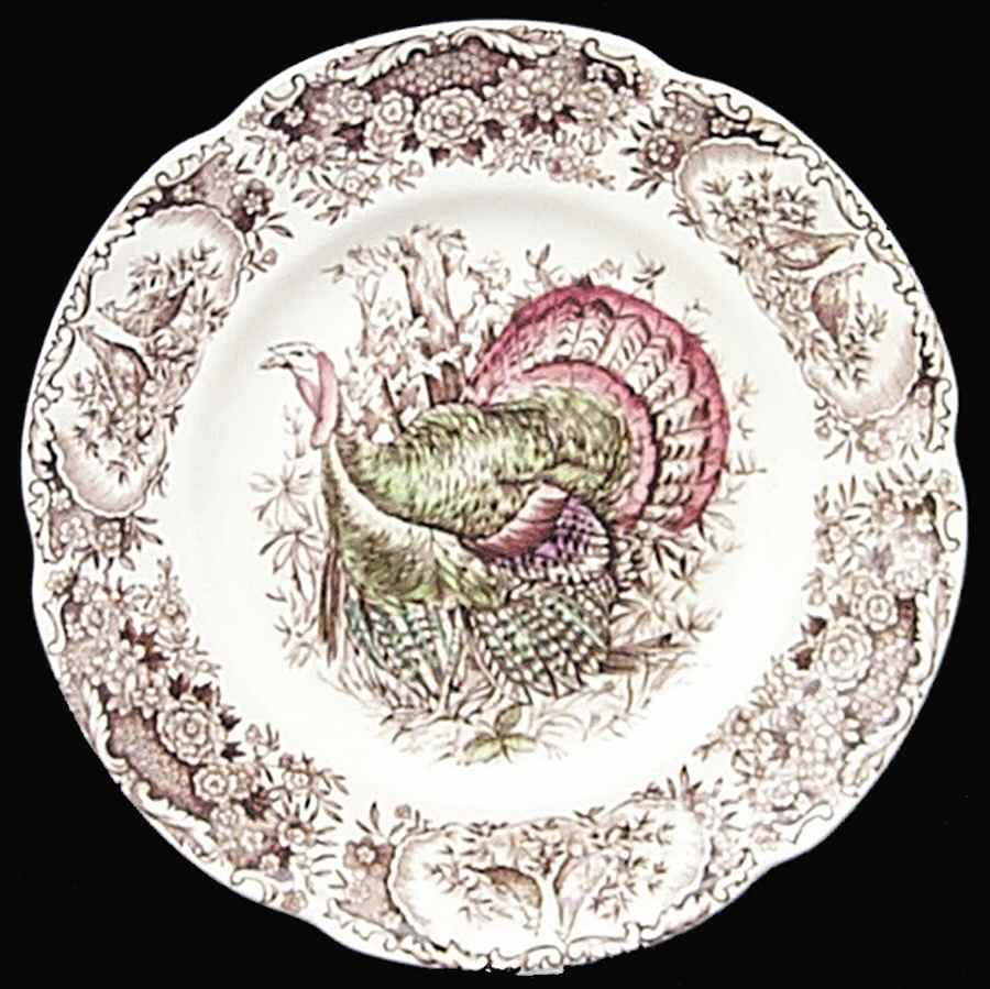 Woodland Wild Turkeys Brown Multicolor Salad Plate by Johnson Brothers-1