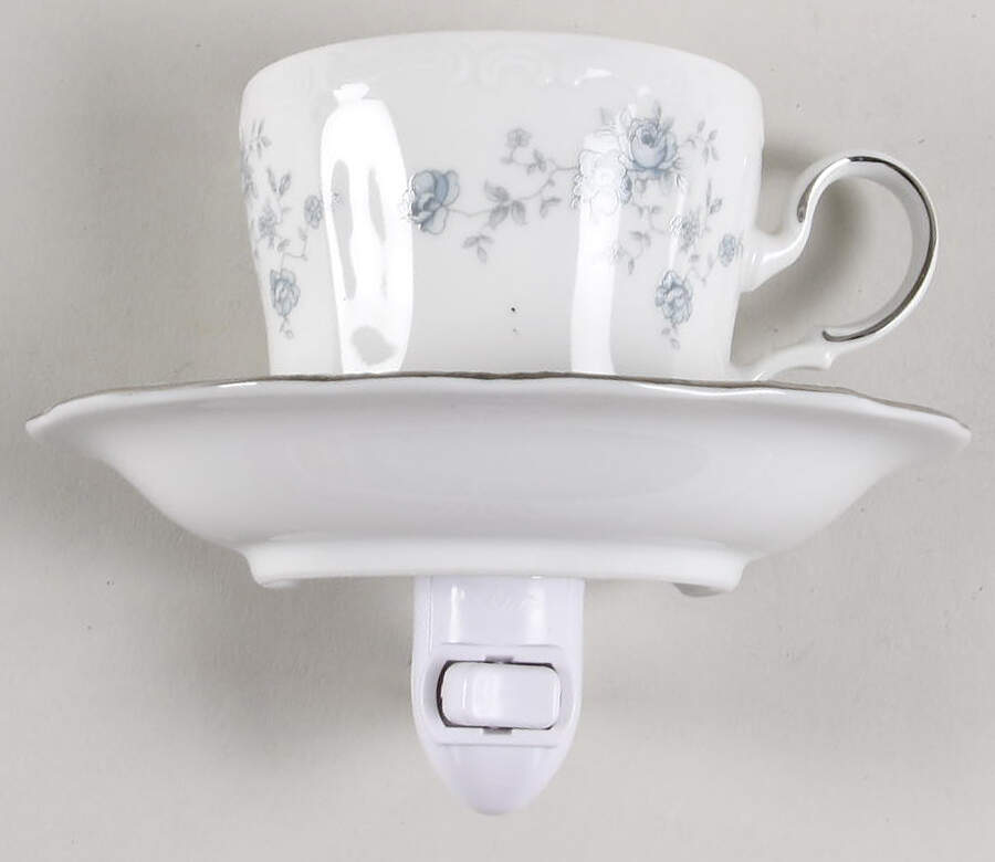 Blue Garland (Bavaria Backstamp) 4 3/8"-4 5/8" Night Light/Cup & Saucer HC by Johann Haviland-1