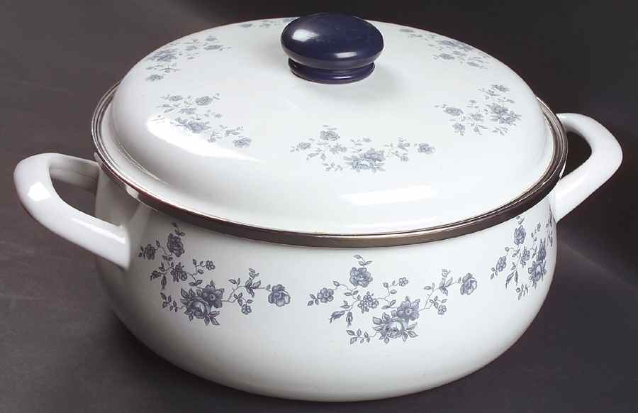 Blue Garland (Bavaria Backstamp) 4 Quart Metal Covered Casserole by Johann Haviland-1