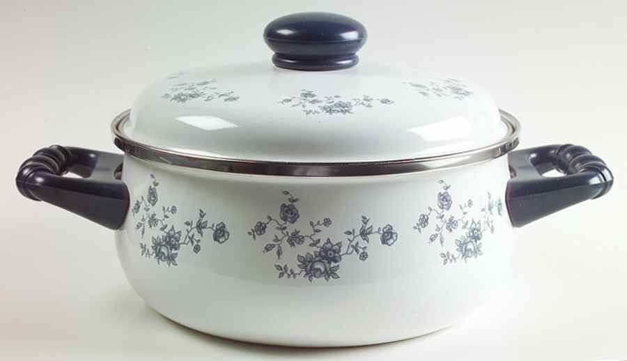 Blue Garland (Bavaria Backstamp) 3 Quart Metal Covered Casserole by Johann Haviland-1