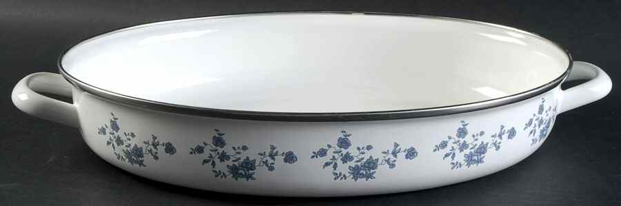 Blue Garland (Bavaria Backstamp) 13" Metal Oval Roaster by Johann Haviland-1