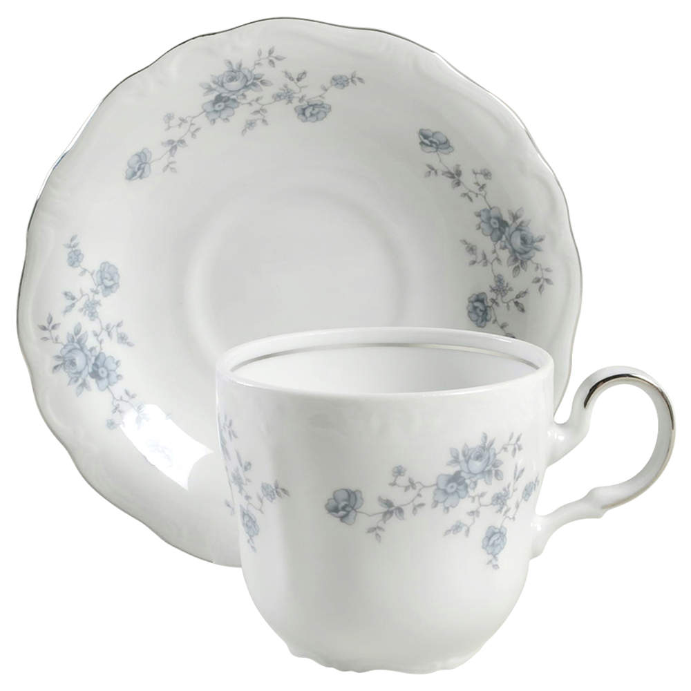 Blue Garland (Thailand Traditions) Flat Cup & Saucer Set by Johann Haviland-1