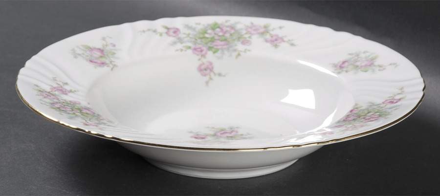 Bridal Rose (No Verge, All White) Rim Soup Bowl by Johann Haviland-1