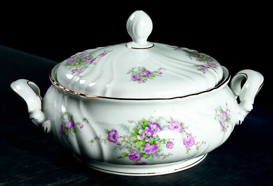 Bridal Rose (No Verge, All White) Round Covered Vegetable by Johann Haviland-1