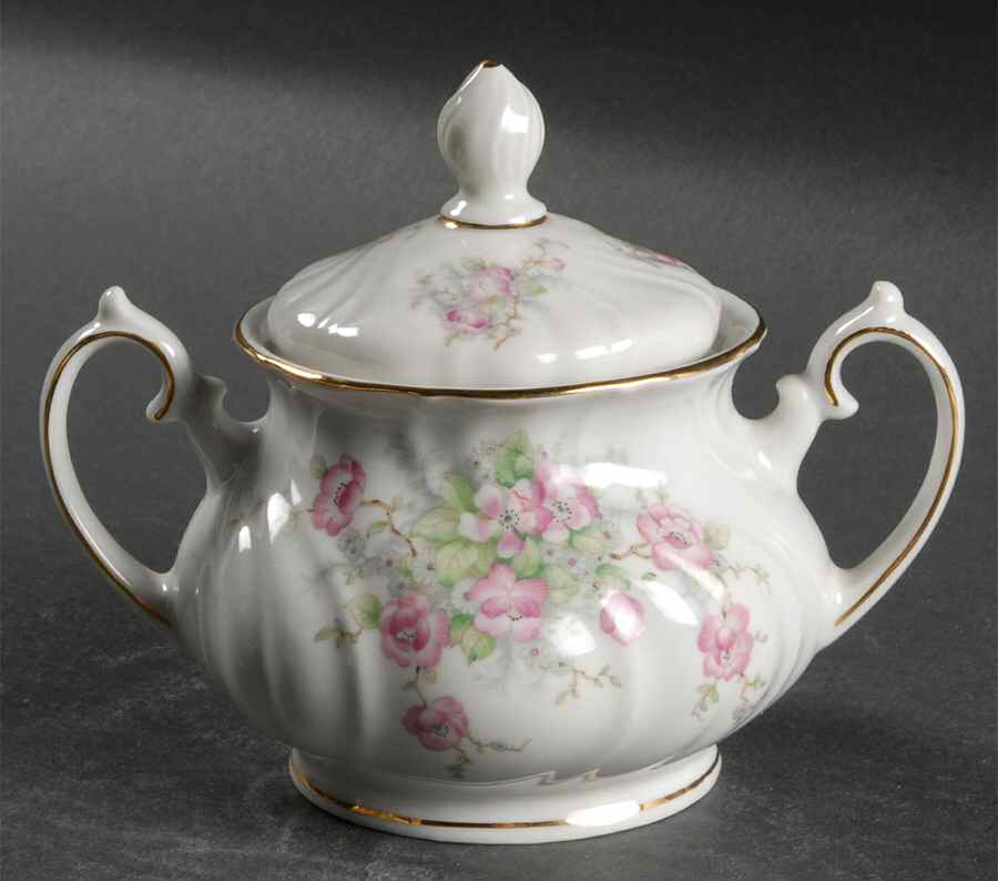 Bridal Rose (No Verge, All White) Sugar Bowl & Lid by Johann Haviland-1