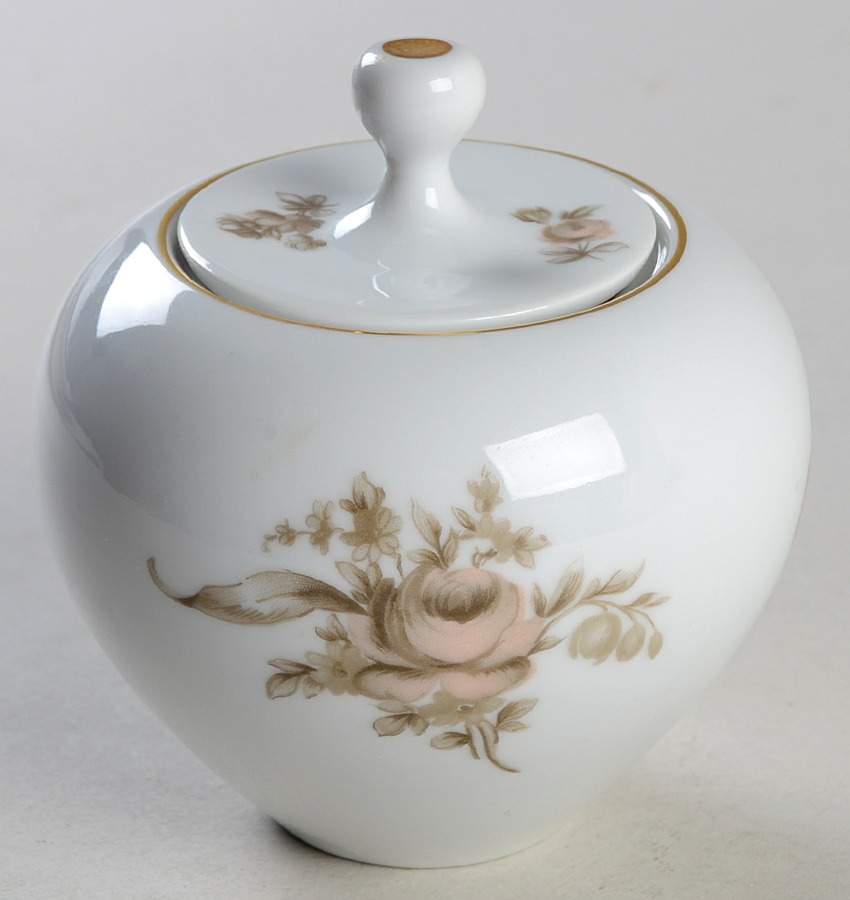 Brown Rose Sugar Bowl & Lid by Johann Haviland-1
