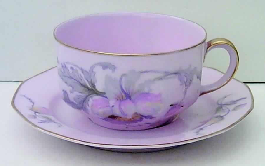 Dogwood (Gold Trim) Flat Cup & Saucer Set by Johann Haviland-1
