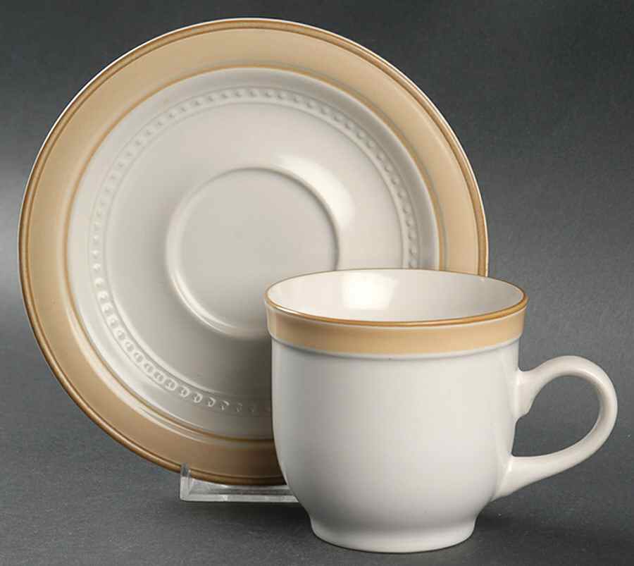 Golden Band Flat Cup & Saucer Set by Johann Haviland-1