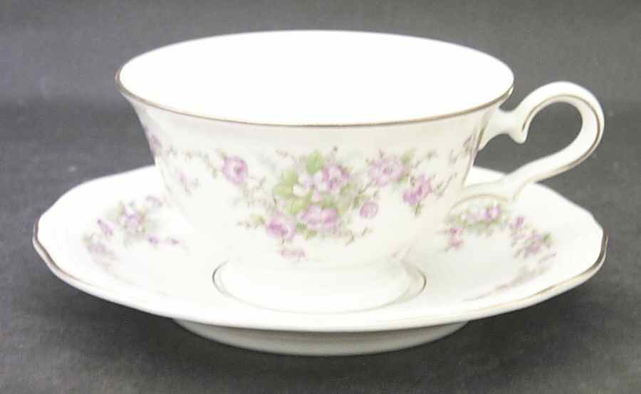 Wild Rose (1-16" Gold Trim) Footed Cup & Saucer Set by Johann Haviland-1