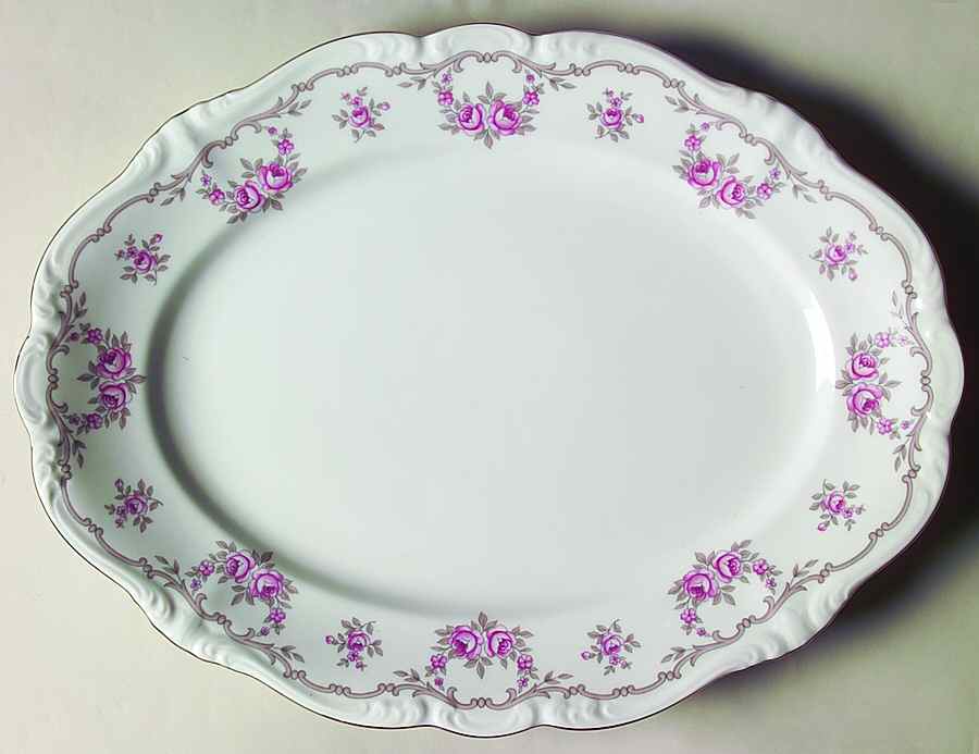Petit Point 14" Oval Serving Platter by Johann Haviland-1