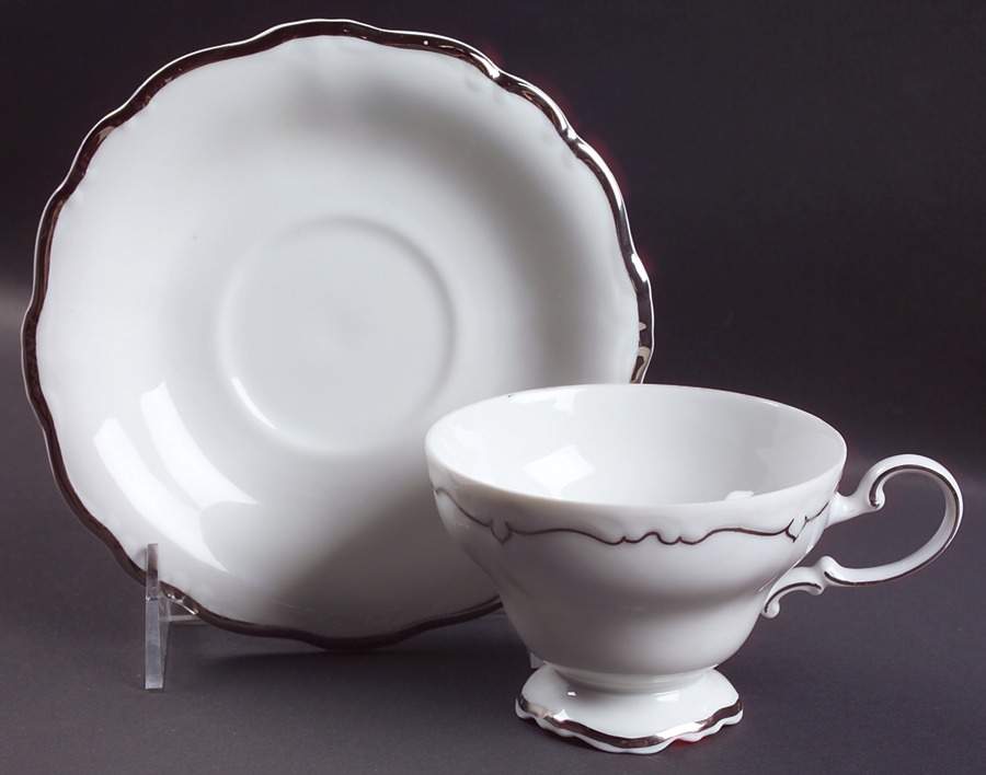Platinum Baroque Footed Cup & Saucer Set by Johann Haviland-1