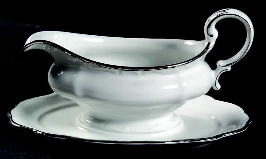 Platinum Baroque Gravy Boat with Attached Underplate by Johann Haviland-1