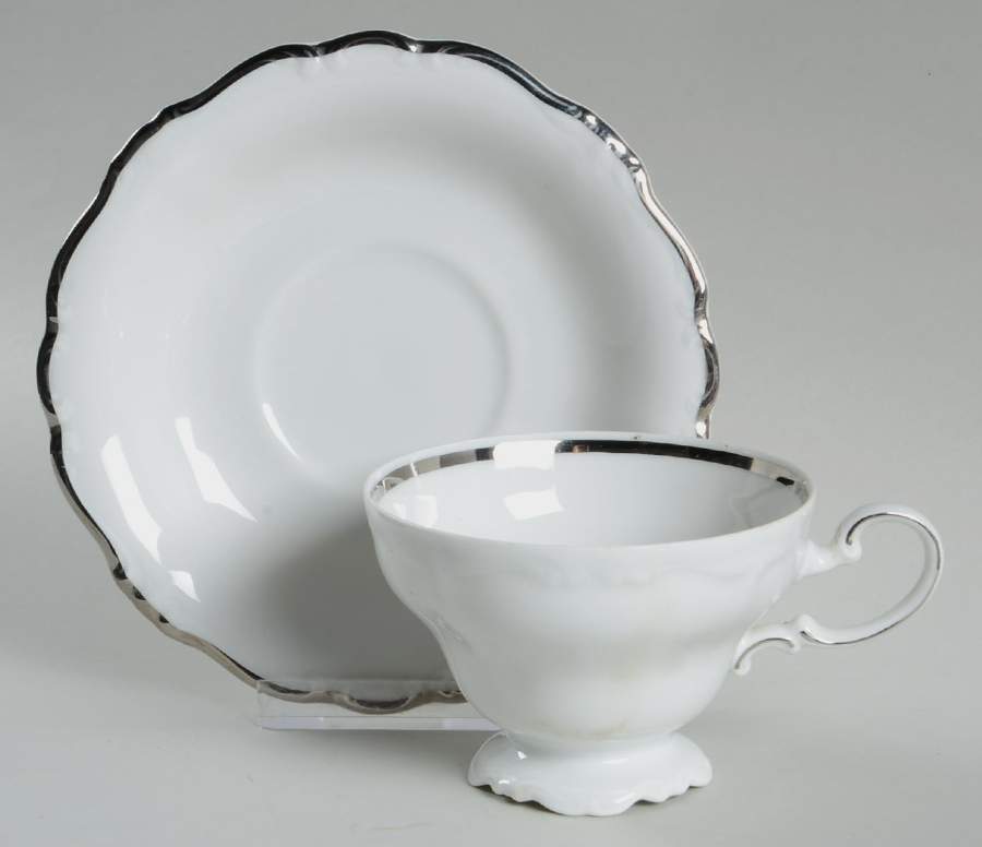 Platinum Baroque Footed Cup & Saucer Set by Johann Haviland-1