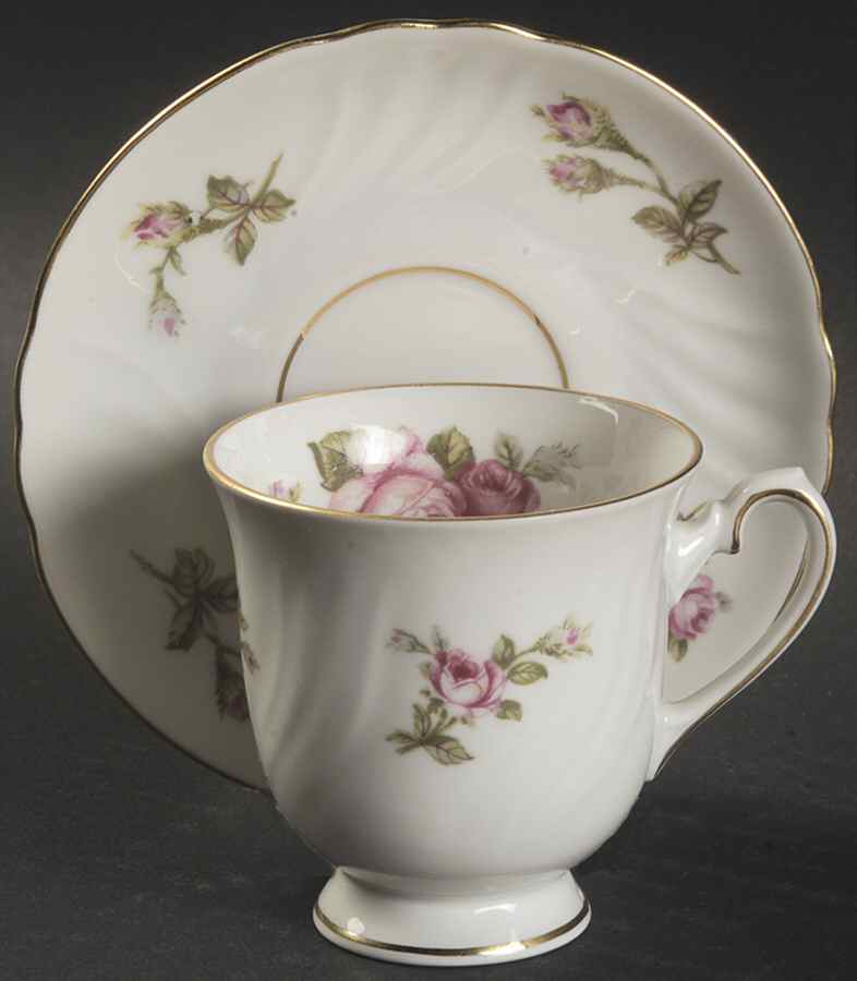 Rose of Picardy White Footed Demitasse Cup & Saucer Set by Johann Haviland-1