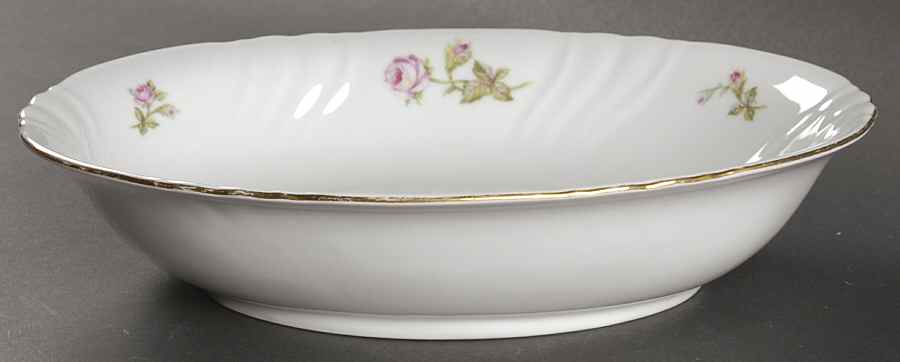 Rose of Picardy White 10" Oval Vegetable Bowl by Johann Haviland-1