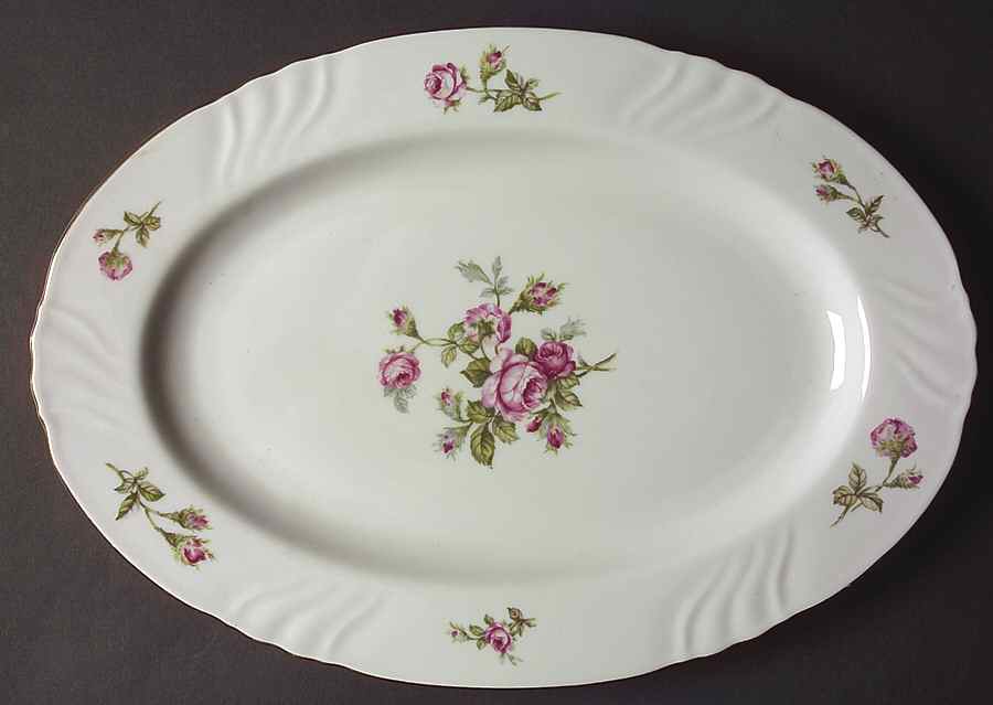 Rose of Picardy White 16" Oval Serving Platter by Johann Haviland-1