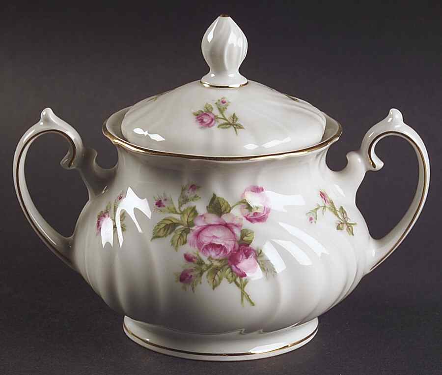 Rose of Picardy White Sugar Bowl & Lid by Johann Haviland-1
