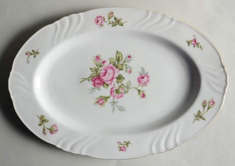 Rose of Picardy White 13" Oval Serving Platter by Johann Haviland-1