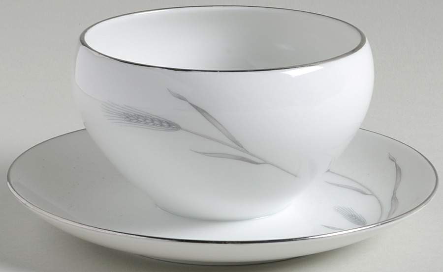 Silver Wheat Round Gravy Boat/Attached Underplate by Johann Haviland-1