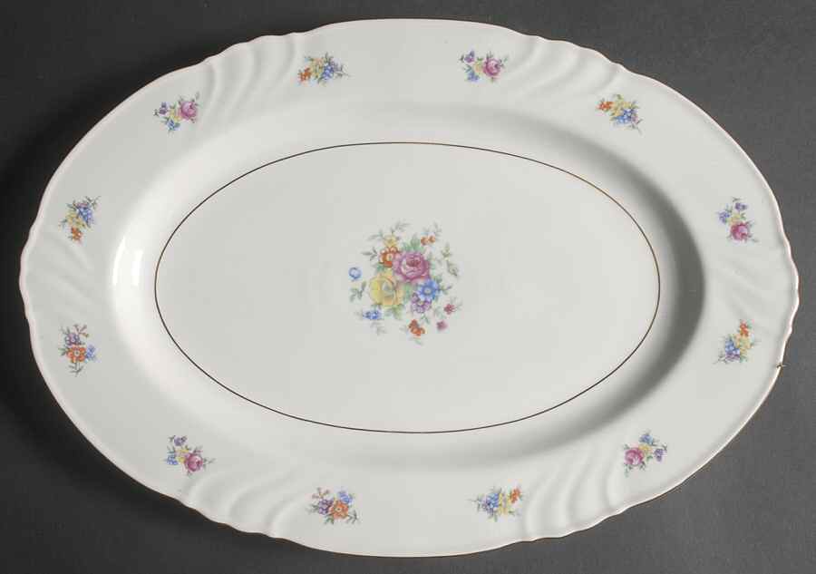 Summerflowers (Gold Verge) 15" Oval Serving Platter by Johann Haviland-1