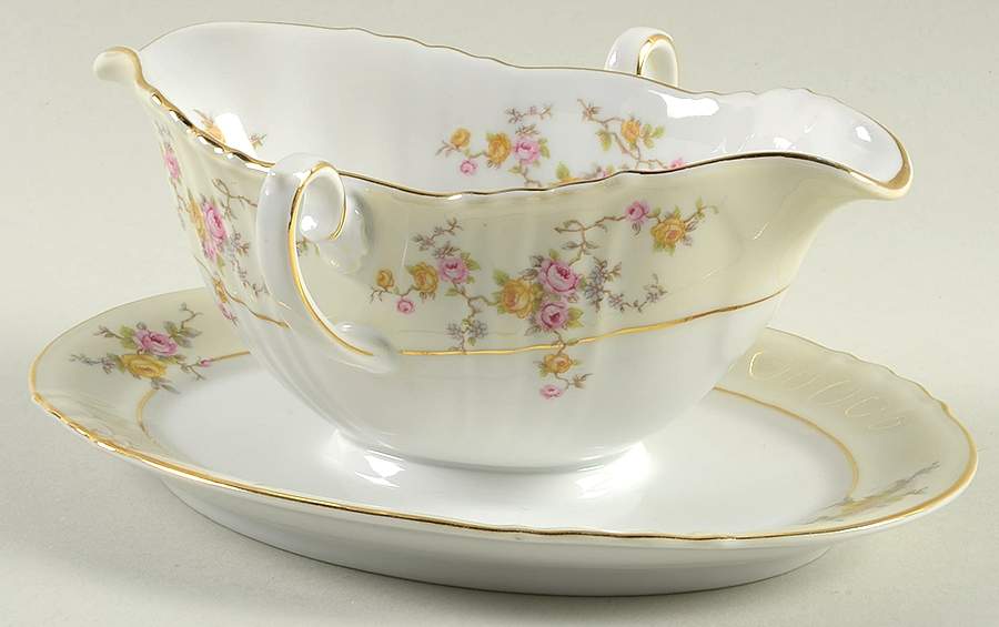 Thornrose Cream Gravy Boat with Attached Underplate by Johann Haviland-1