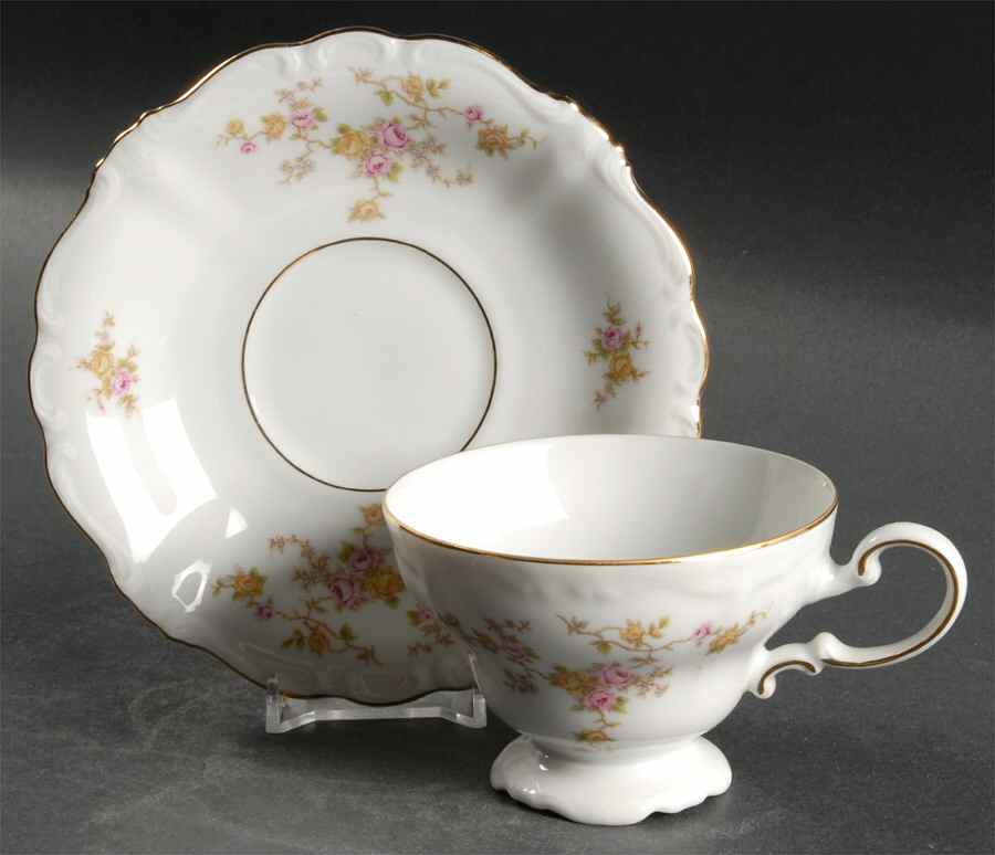 Thornrose (White, No Verge) Footed Cup & Saucer Set by Johann Haviland-1