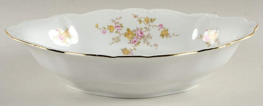 Thornrose (White, No Verge) 10" Oval Vegetable Bowl by Johann Haviland-1
